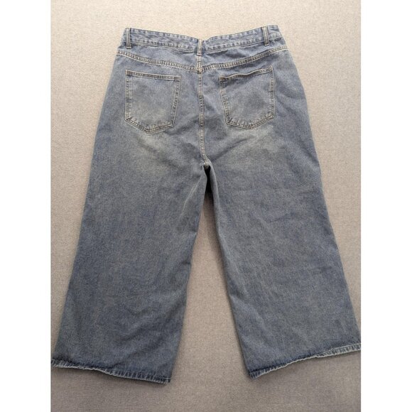 Cider Jeans Womens 3XL Blue Light Wash Wide Leg Cropped High Rise Denim Zip Fly - Picture 9 of 14
